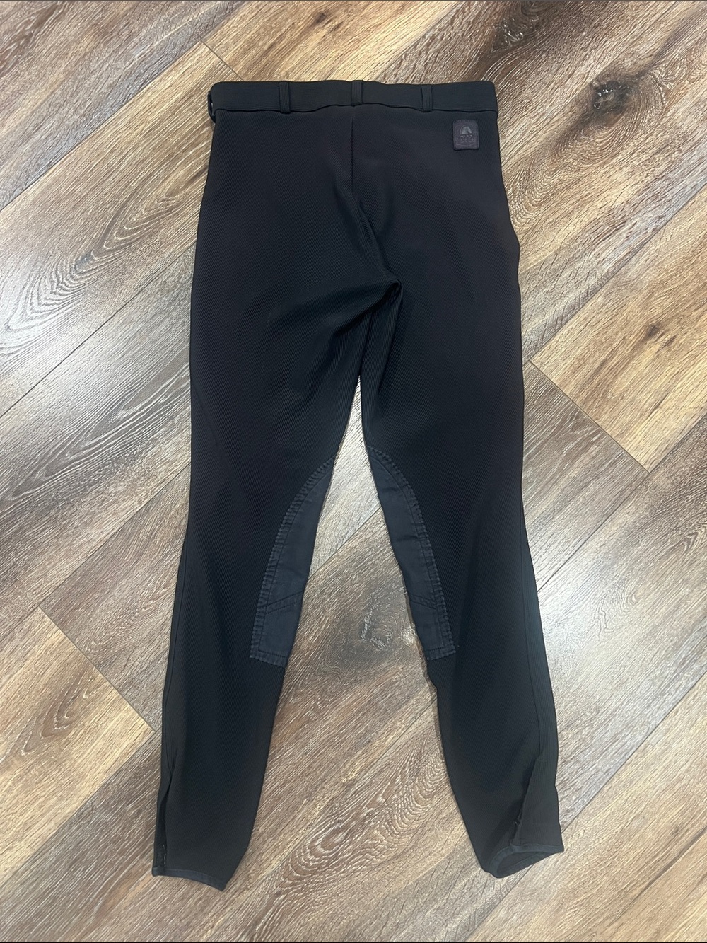Mary's Tack & Feed Riding Breeches Equestrian Blk Ribbed W/Suede Thigh Patches 🐎 - Picture 2 of 6